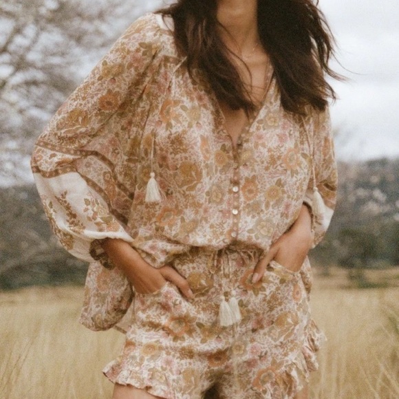 Spell Tops - Spell Juniper Blouse in Cream